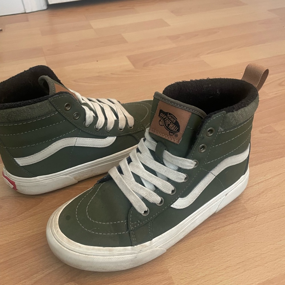 Vans Green High-Top Sneakers with Signature Stripe